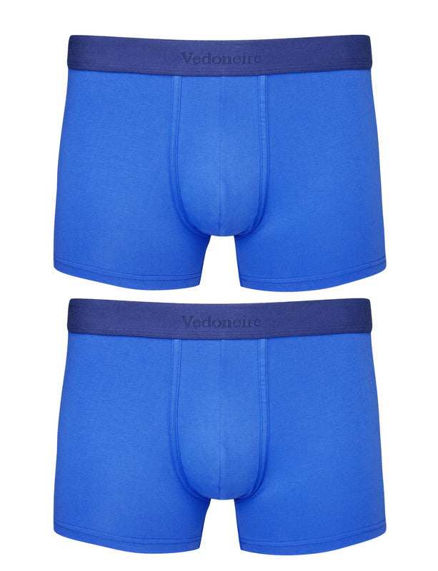bright blue jersey boxer shorts with royal blue waist band