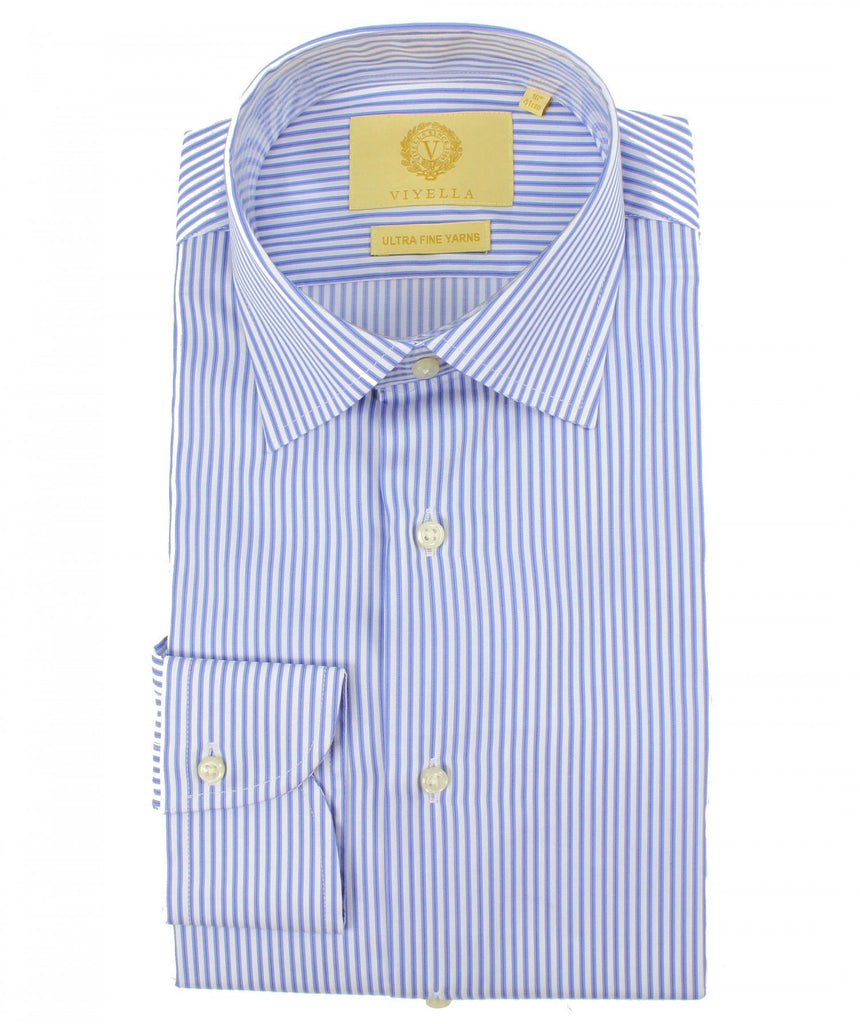 formal shirt 100% cotton. Tailored Fit with Single Cuff and French Front. Light fine stripe shirt Perfect for work or wedding