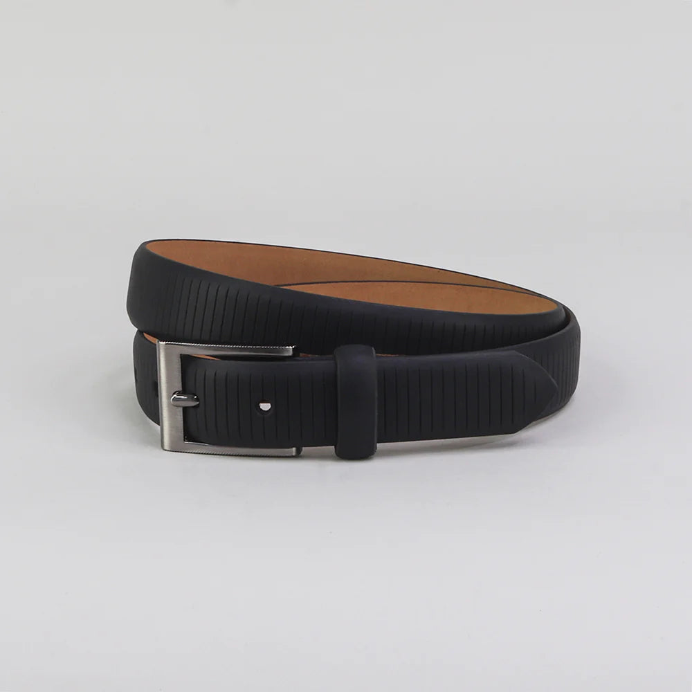 30mm mens formal  black leather belt with slit pattern