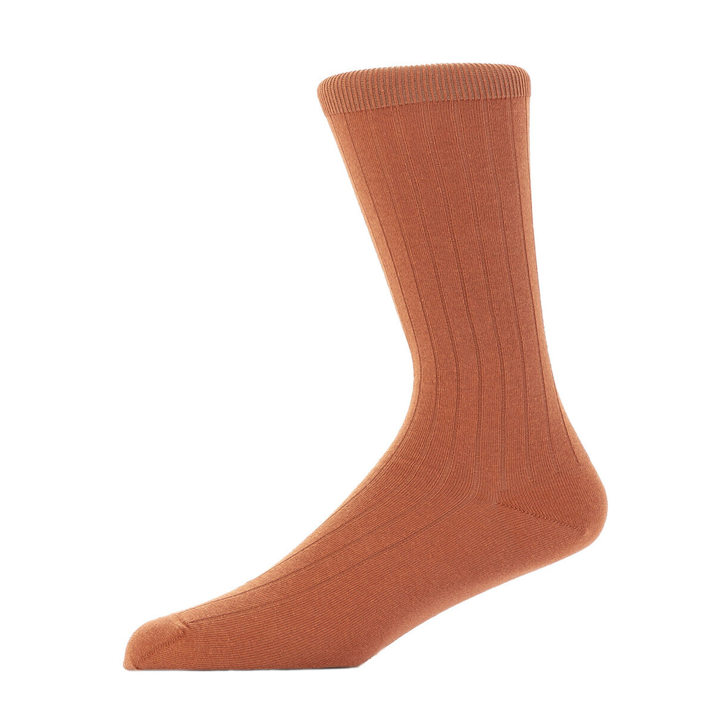 plain ribbed clay orange organic cotton socks
