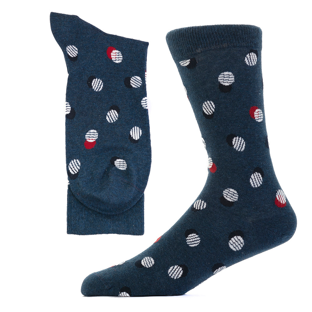 denim blue organic cotton socks with white spot pattern