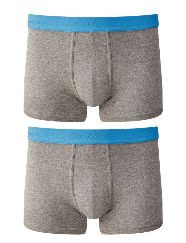 grey jersey boxer briefs with bright blue waistband