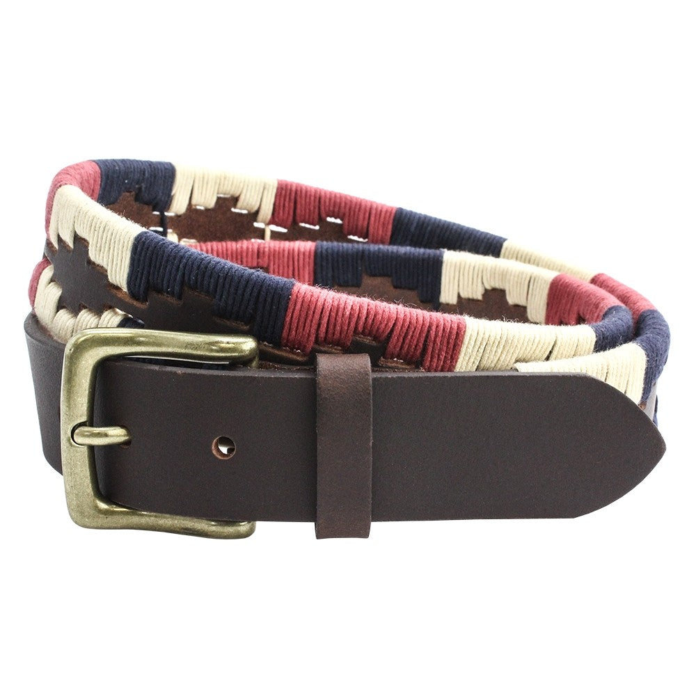 35mm Leather Belt with colourful South American cotton styling. High quality belts and braces are available for sale at Eclectic Hound in Winchester. Click to view the entire collection to find your perfect accessory.